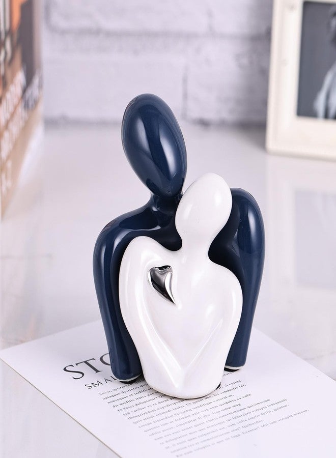 oliruim Mini Couple Ceramic Small Statue, Romantic Couple Figurine for Home Decor, Tv Stand, Living Room Nick nacks, Dresser for Bedroom, Shelves, Valentine, Items for Wedding Decor (Blue White and Silver) - Image 5